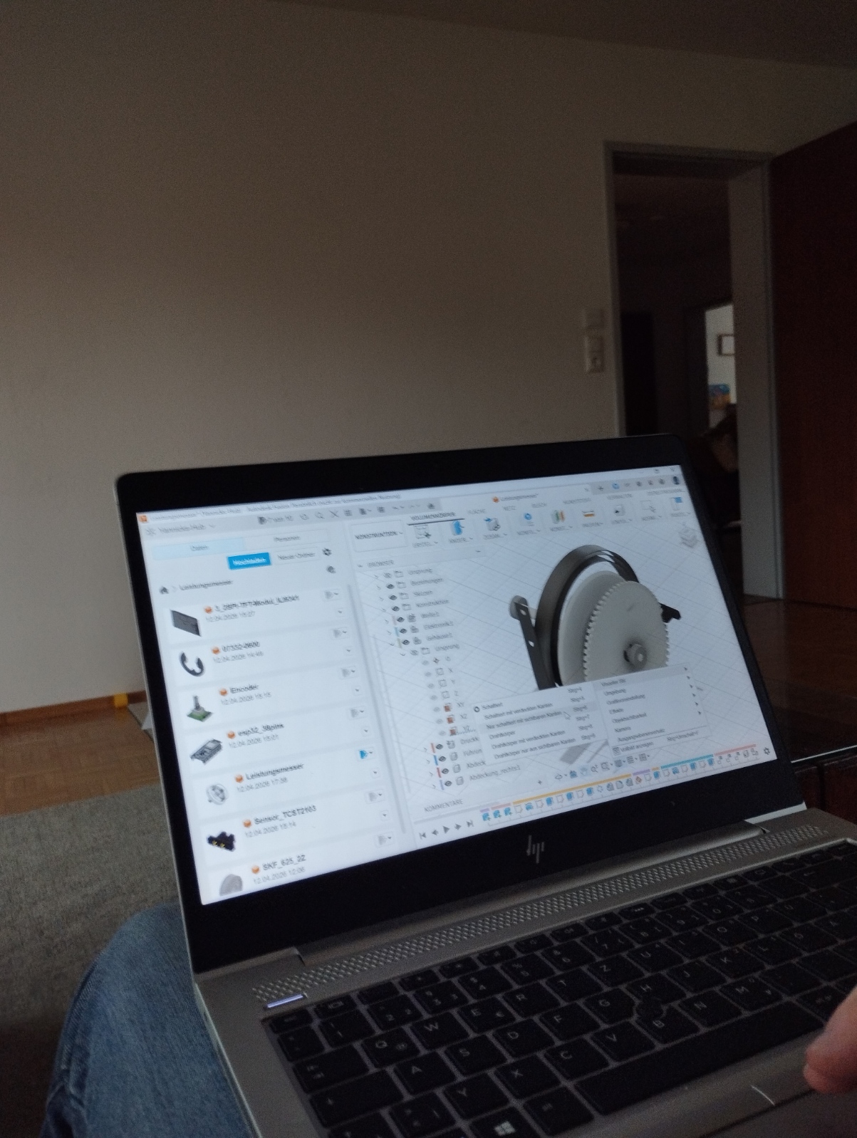 Technisches CAD Design VBT Sensor Innenleben und Mechanik